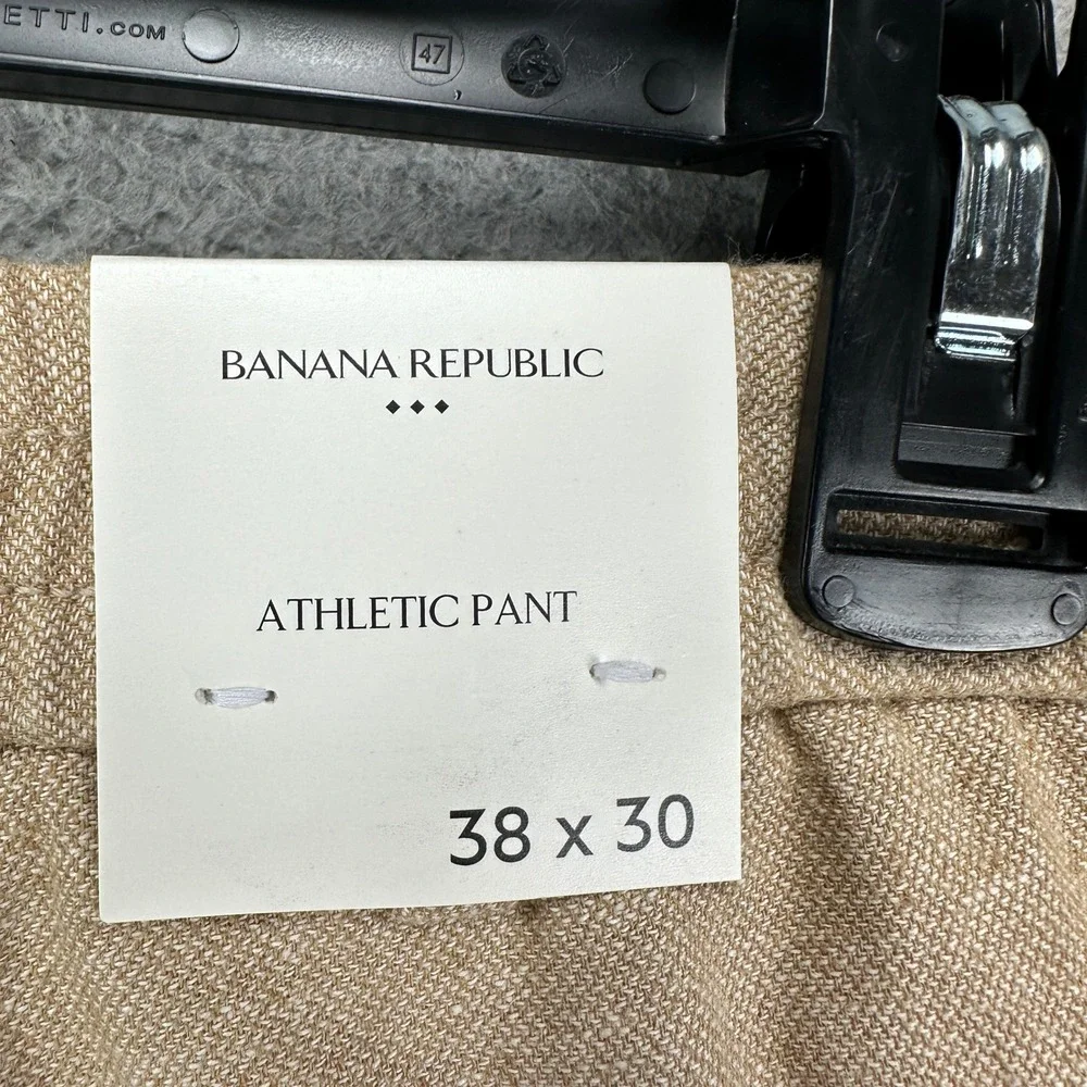 Banana‎ Republic Linen Blend Pants 38X30 Tan Drawstring Pocket Athletic Fit NEW